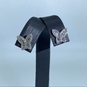 Butterfly earrings. Moissanite and 14k white gold. Measures ~10x11cm.